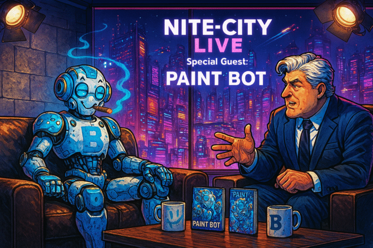 « The Bot King Show » : PAINT BOT invité au célèbre talk-show « Nite-City live » ! Podcast #1